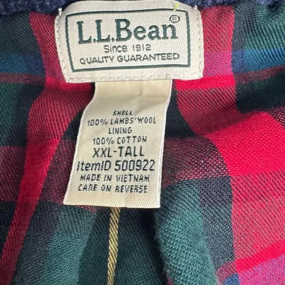Men's L.L.Bean Classic Ragg Wool Sweater Full-Zip Flannel-Lined Navy XXL Tall - Picture 7 of 11